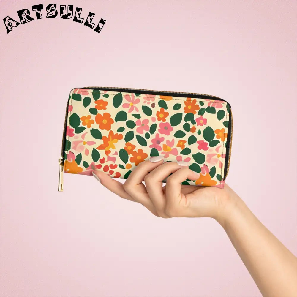 Personalized Floral Zip Around Wallet, Artsulli - Art is Long, Life is Short, Accessories, , , , , , , 