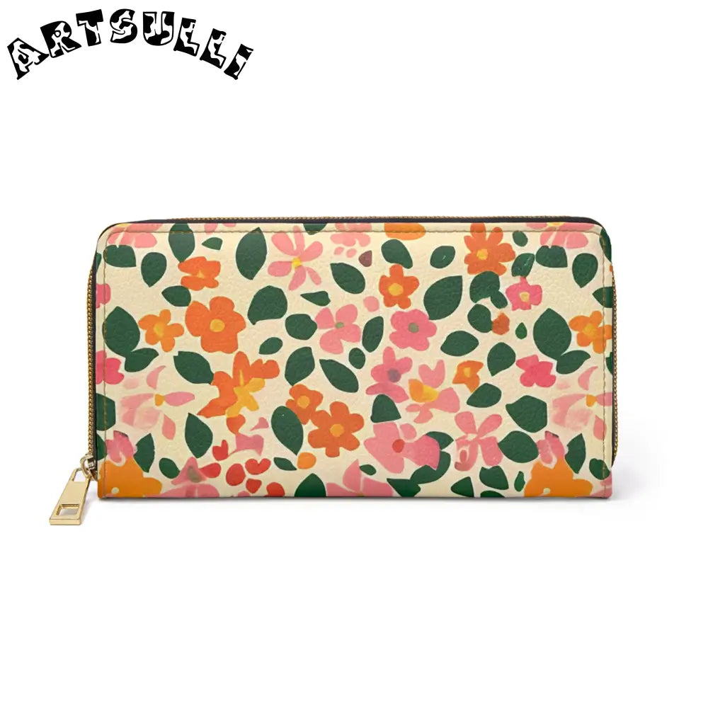 Personalized Floral Zip Around Wallet, Artsulli - Art is Long, Life is Short, Accessories, Size, One size, Color, White, , , 32994154944353490381