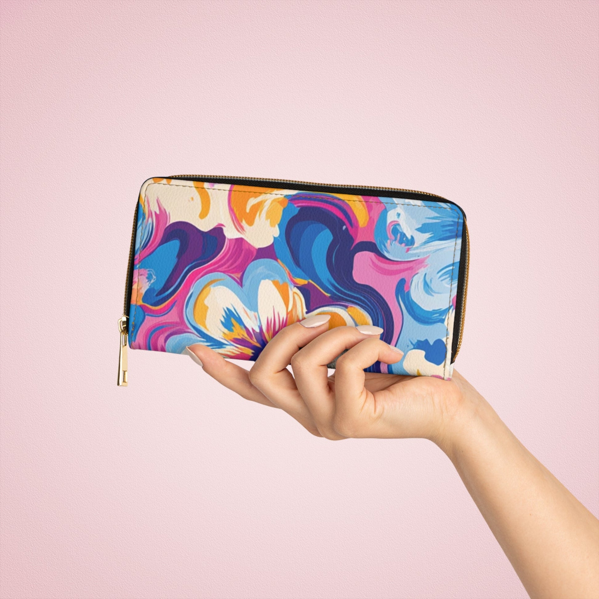 Personalized Floral Zip-Around Wallet, Artsulli - Art is Long, Life is Short, Accessories, , , , , , , 