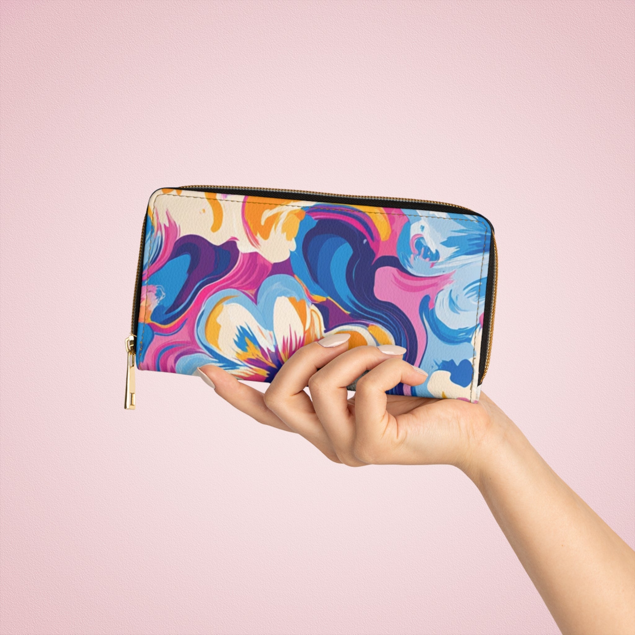 Personalized Floral Zip-Around Wallet, Artsulli - Art is Long, Life is Short, Accessories, , , , , , , 