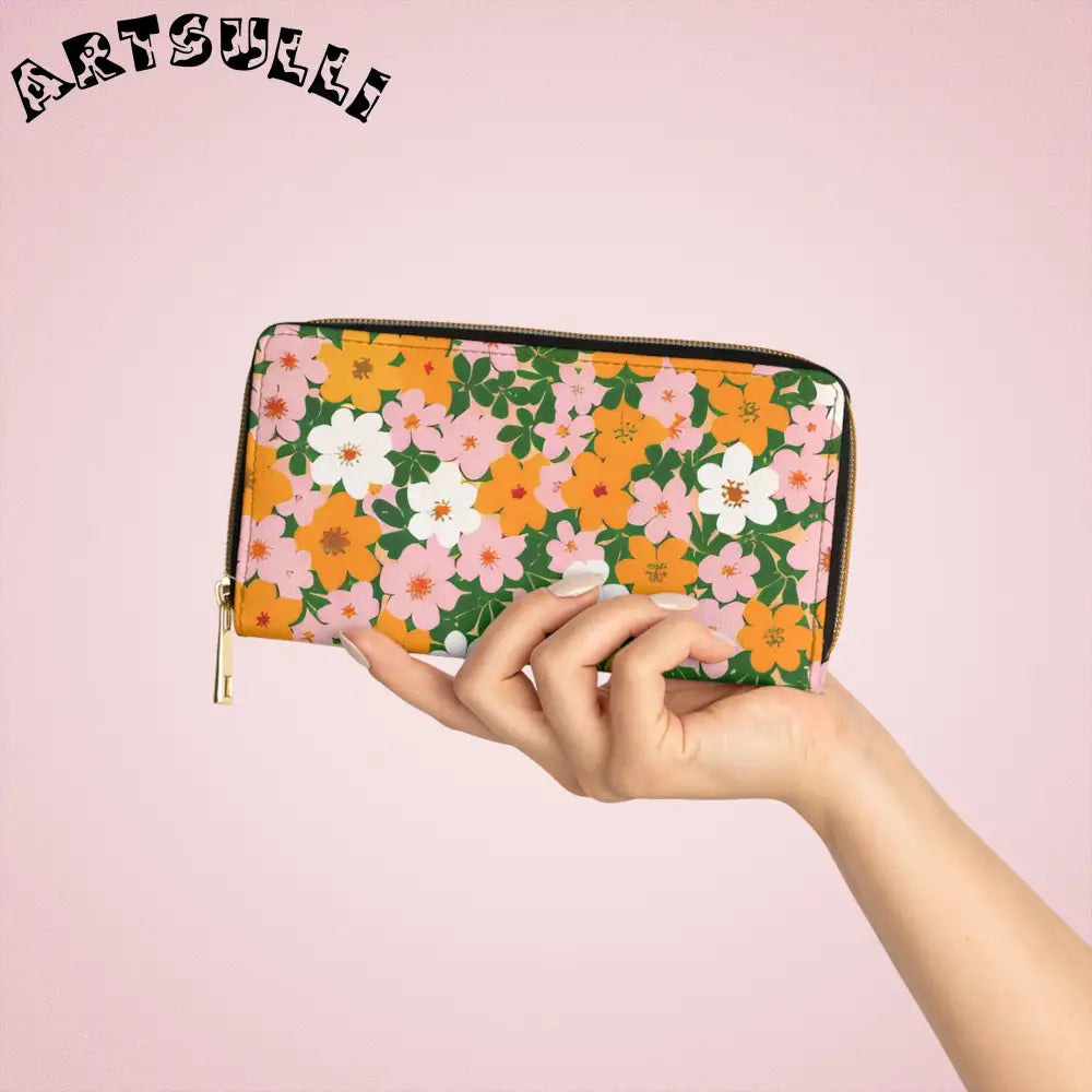 Personalized Floral Zippered Wallet, Artsulli - Art is Long, Life is Short, Accessories, , , , , , , 