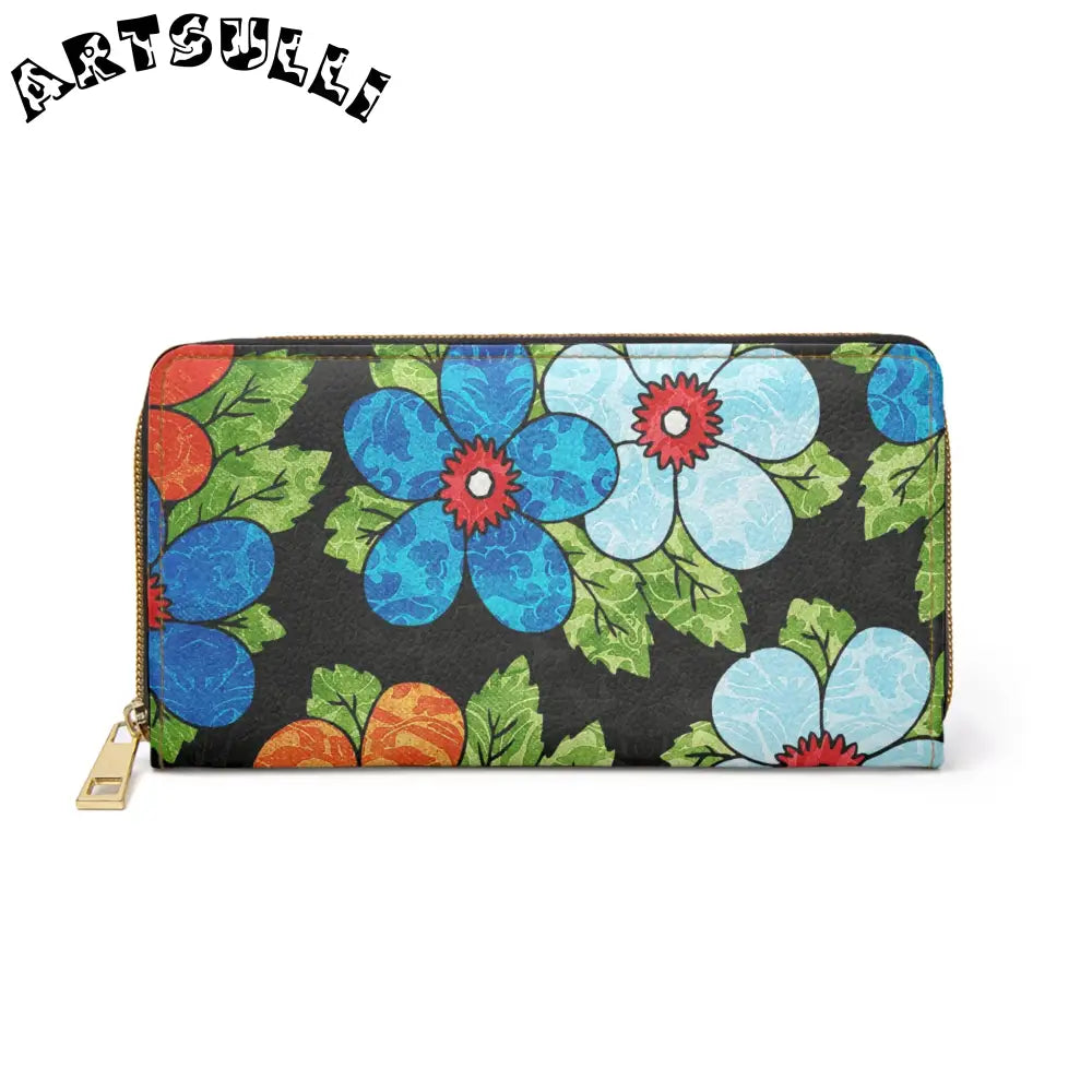Personalized Floral Zippered Wallet, Artsulli - Art is Long, Life is Short, Accessories, Size, One size, Color, White, , , 30109945589651527410