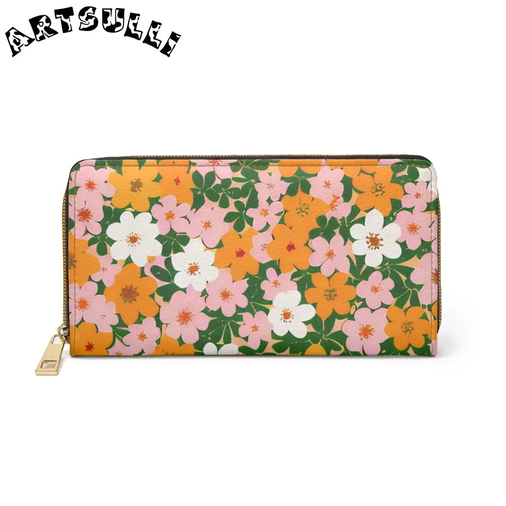 Personalized Floral Zippered Wallet, Artsulli - Art is Long, Life is Short, Accessories, Size, One size, Color, White, , , 14513193824623947699