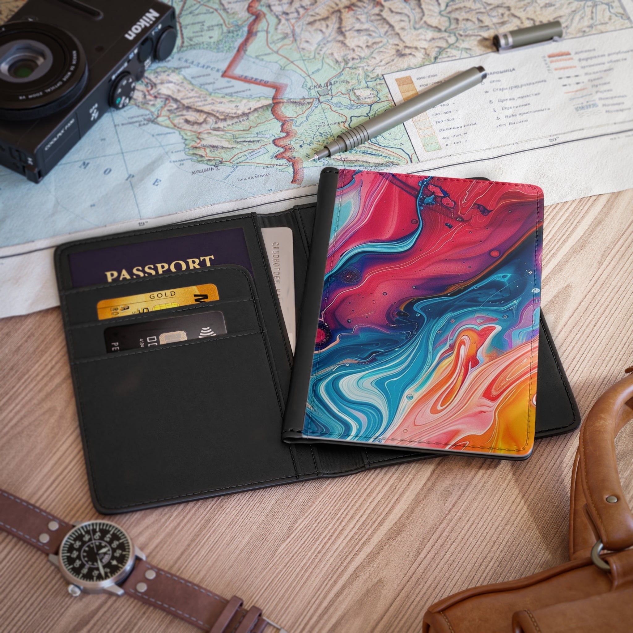 Personalized Marbled Abstract Art Passport Cover, Artsulli - Art is Long, Life is Short, Accessories, , , , , , , 