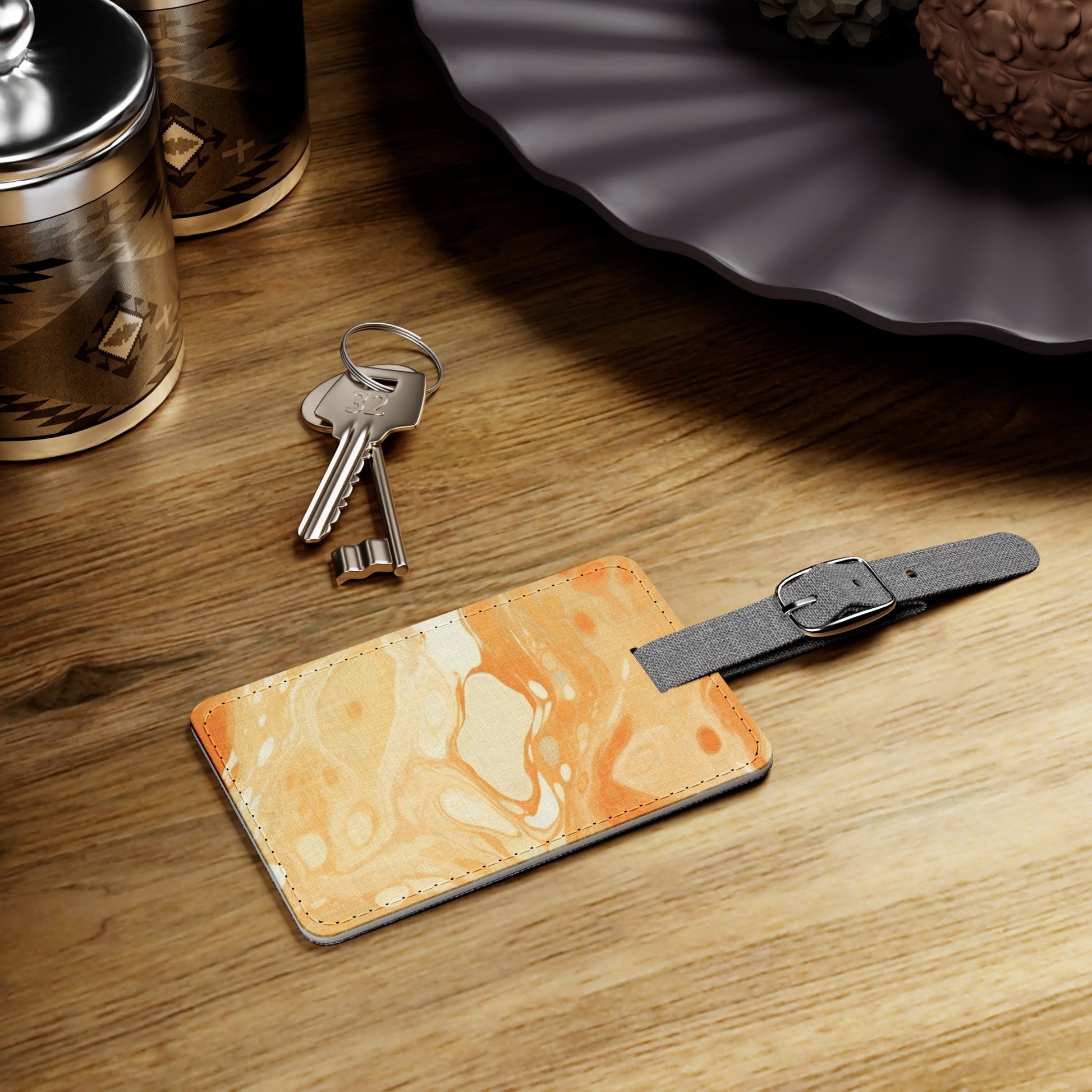 Personalized Mottled Orange and Cream Luggage Tag, Artsulli - Art is Long, Life is Short, Accessories, , , , , , , 