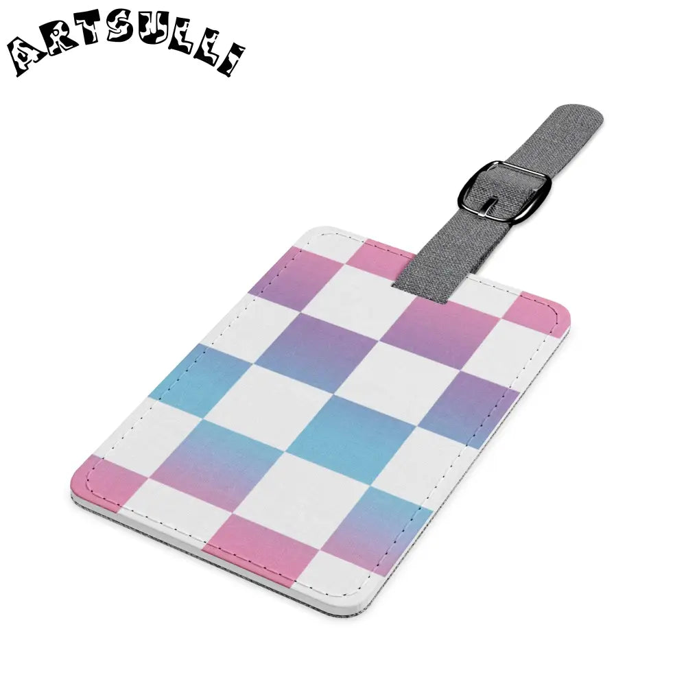 Personalized Pastel Checkered Luggage Tag, Artsulli - Art is Long, Life is Short, Accessories, , , , , , , 