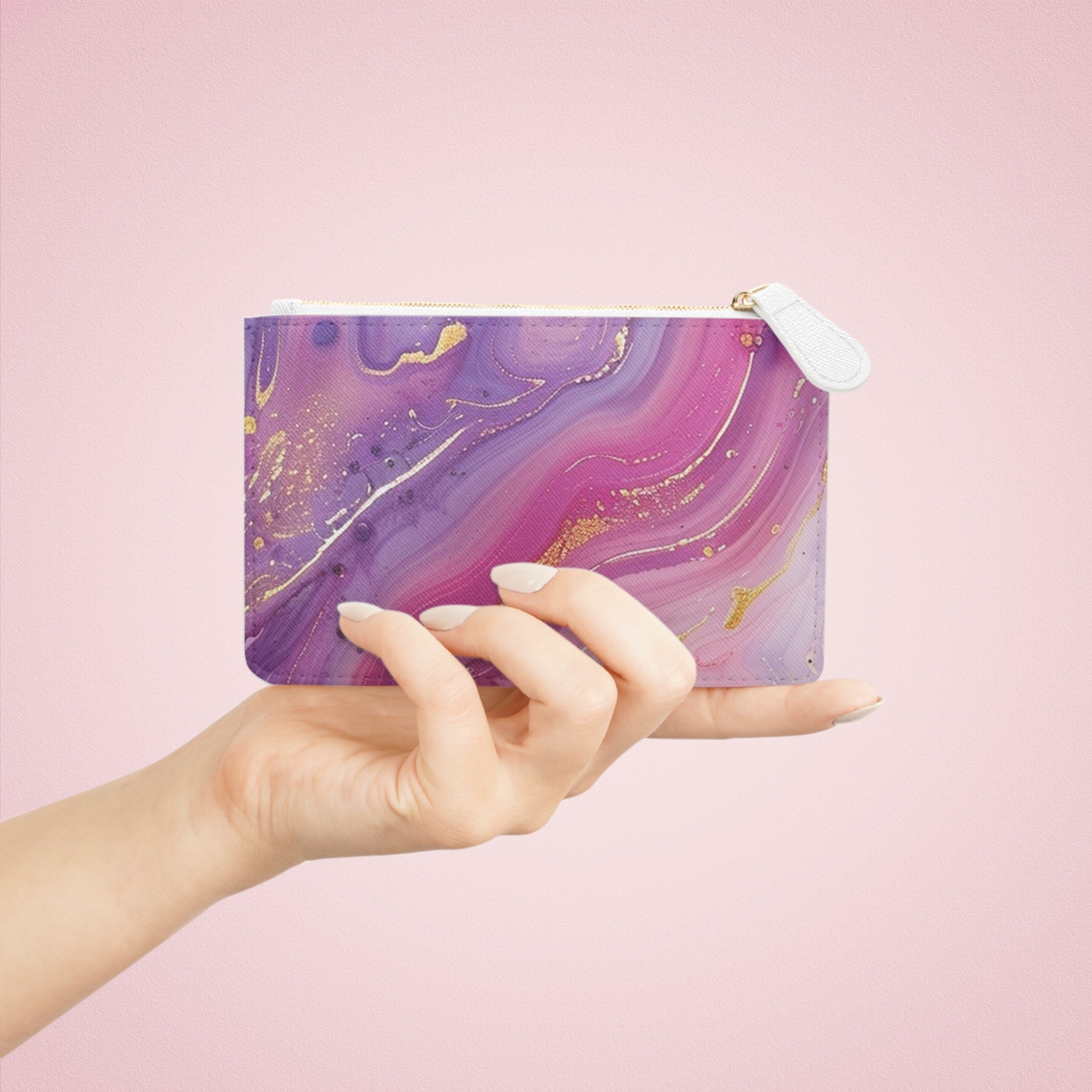 Printify Personalized Purple and Pink Marble Clutch Bag 2025