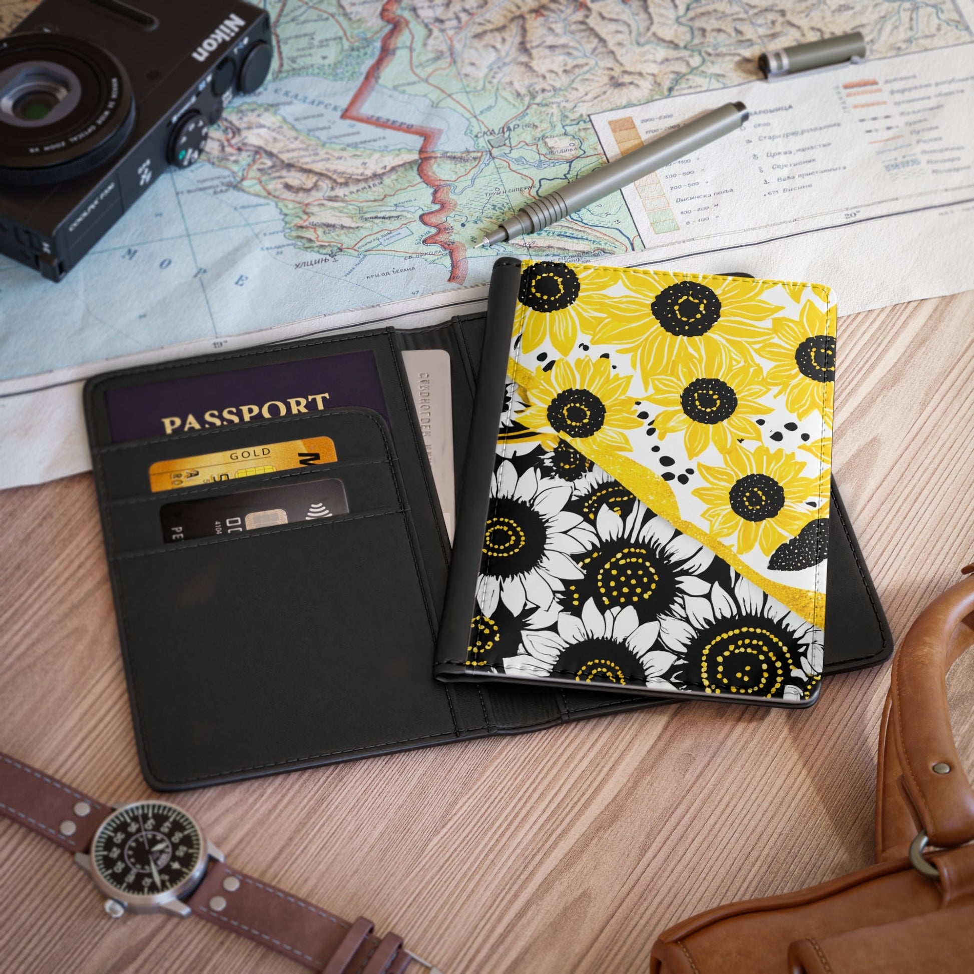 Personalized Sunflower Passport Cover, Artsulli - Art is Long, Life is Short, Accessories, , , , , , , 
