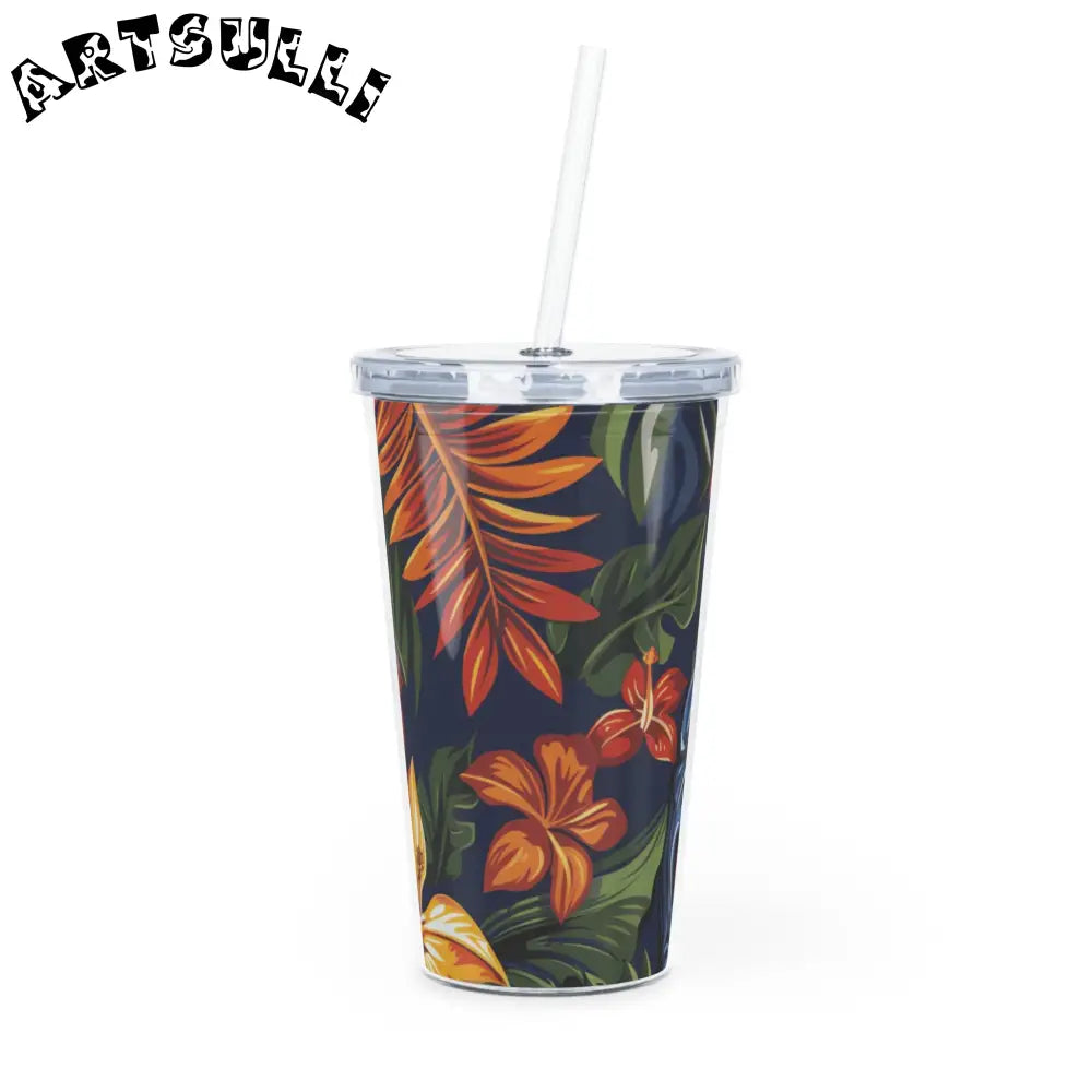 Personalized Tropical Floral Plastic Tumbler, Artsulli - Art is Long, Life is Short, Mug, Size, 20oz, Color, Transparent, , , 23692142273025004957