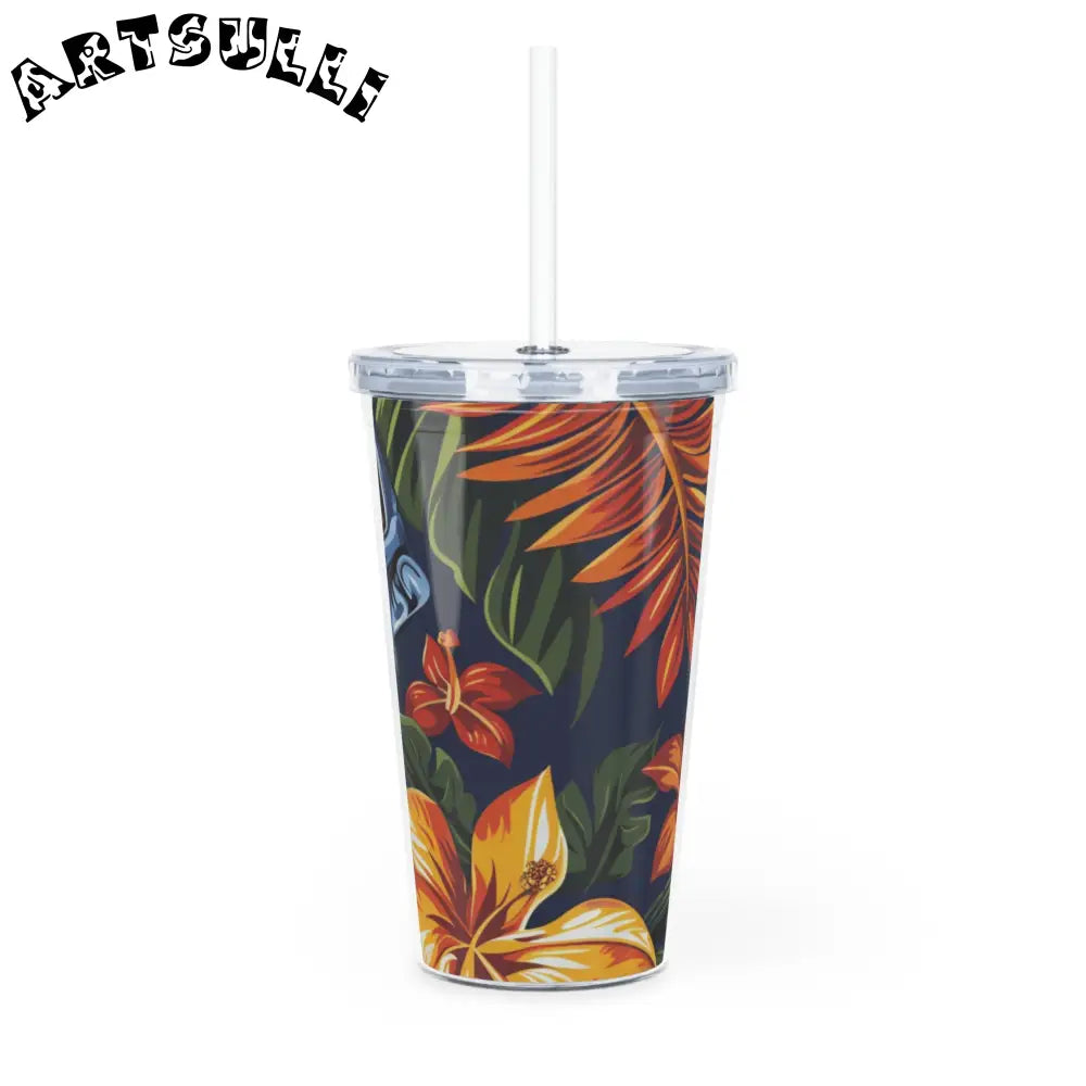 Personalized Tropical Floral Plastic Tumbler, Artsulli - Art is Long, Life is Short, Mug, , , , , , , 