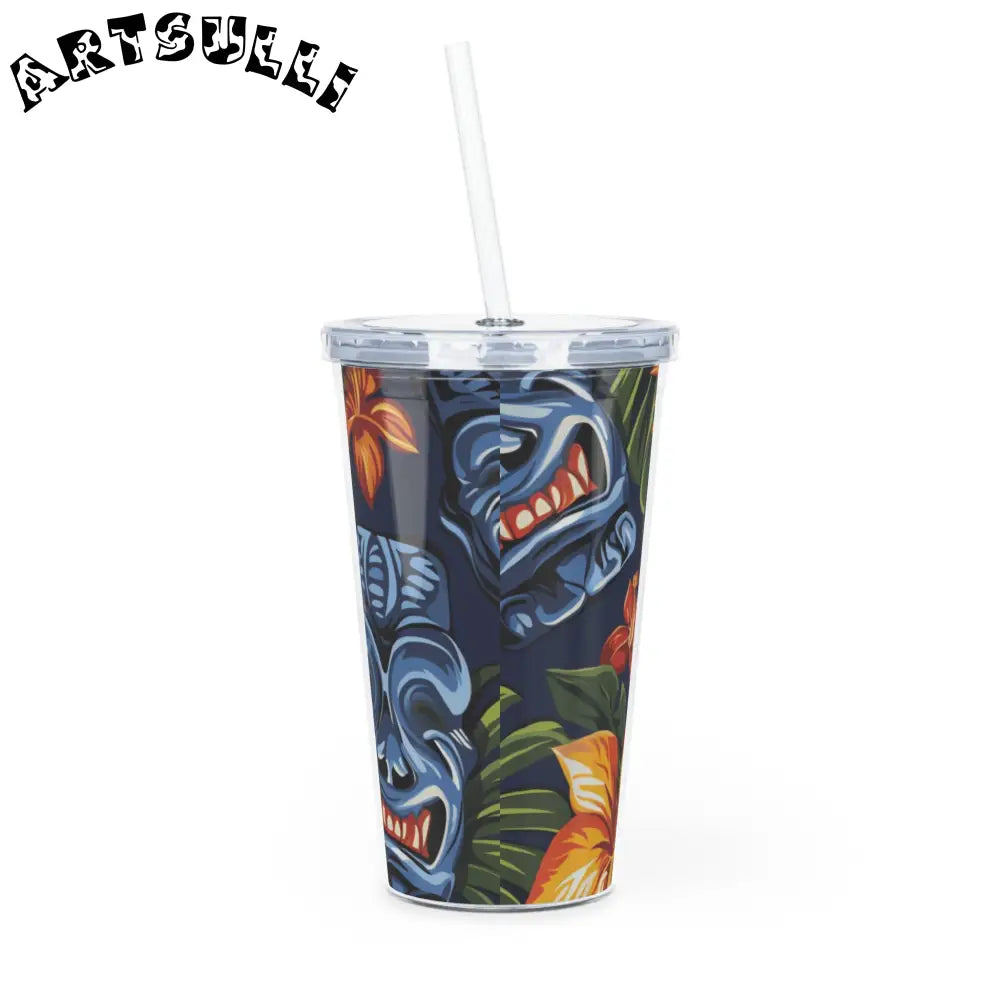 Personalized Tropical Floral Plastic Tumbler, Artsulli - Art is Long, Life is Short, Mug, , , , , , , 