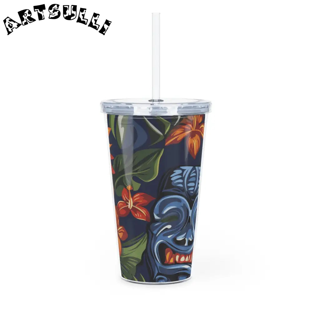 Personalized Tropical Floral Plastic Tumbler, Artsulli - Art is Long, Life is Short, Mug, , , , , , , 