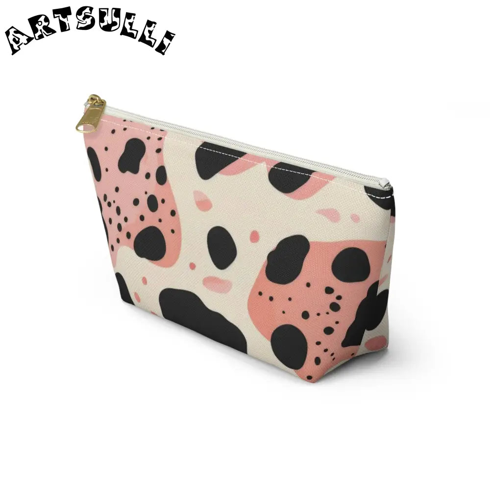 Pink Abstract Cow Print T-Bottom Pouch, Artsulli - Art is Long, Life is Short, Bags, , , , , , , 