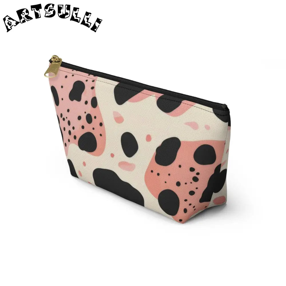 Pink Abstract Cow Print T-Bottom Pouch, Artsulli - Art is Long, Life is Short, Bags, , , , , , , 