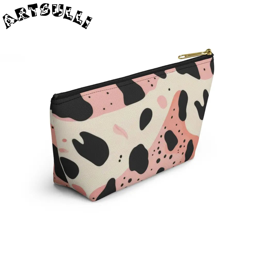 Pink Abstract Cow Print T-Bottom Pouch, Artsulli - Art is Long, Life is Short, Bags, , , , , , , 