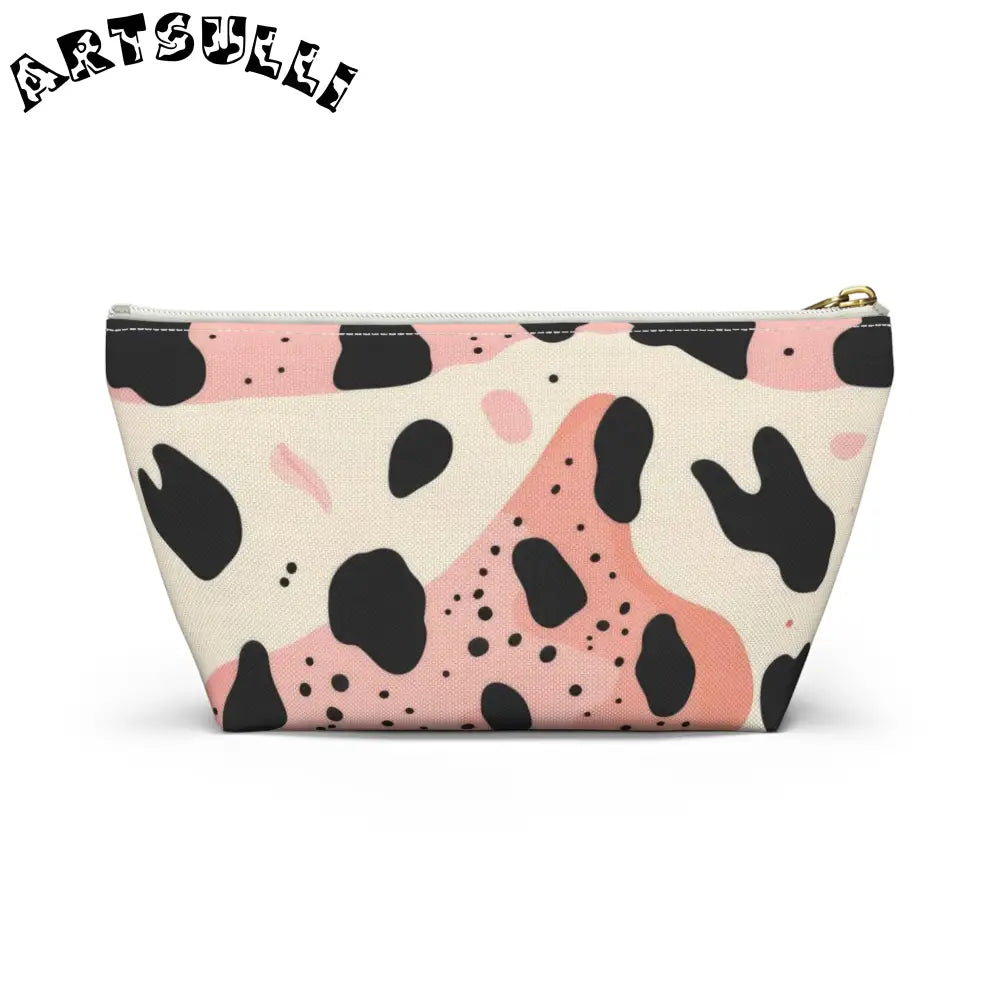 Pink Abstract Cow Print T-Bottom Pouch, Artsulli - Art is Long, Life is Short, Bags, , , , , , , 