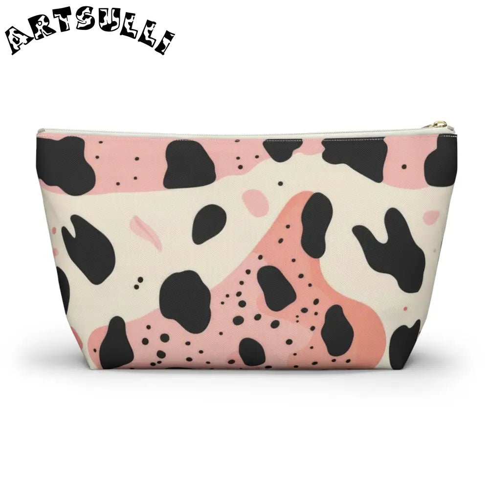 Pink Abstract Cow Print T-Bottom Pouch, Artsulli - Art is Long, Life is Short, Bags, , , , , , , 