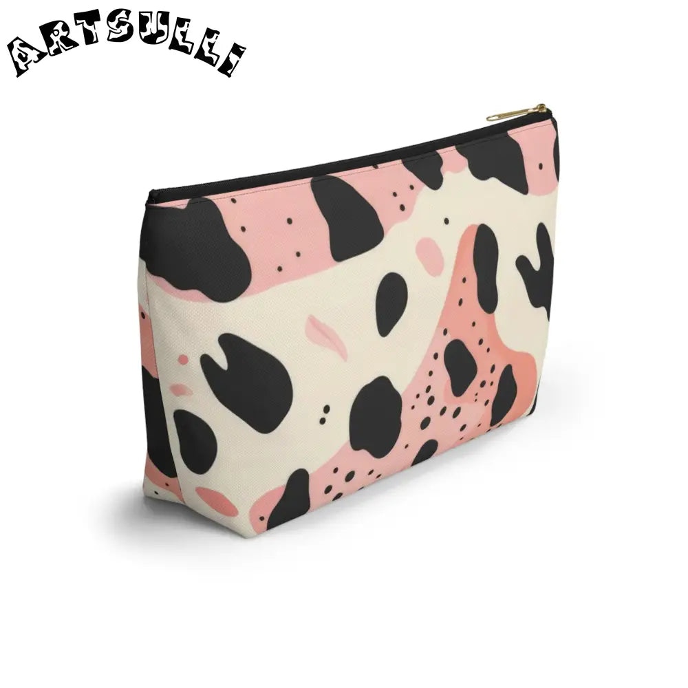 Pink Abstract Cow Print T-Bottom Pouch, Artsulli - Art is Long, Life is Short, Bags, , , , , , , 