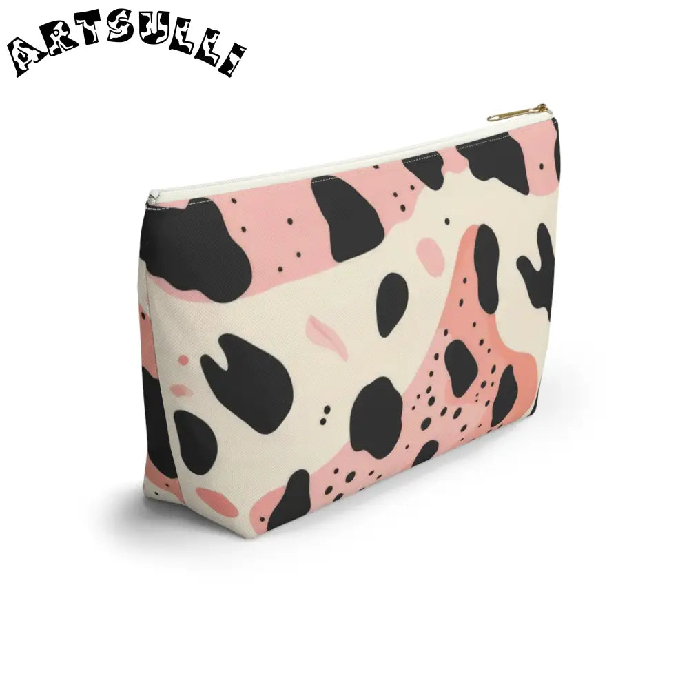 Pink Abstract Cow Print T-Bottom Pouch, Artsulli - Art is Long, Life is Short, Bags, , , , , , , 