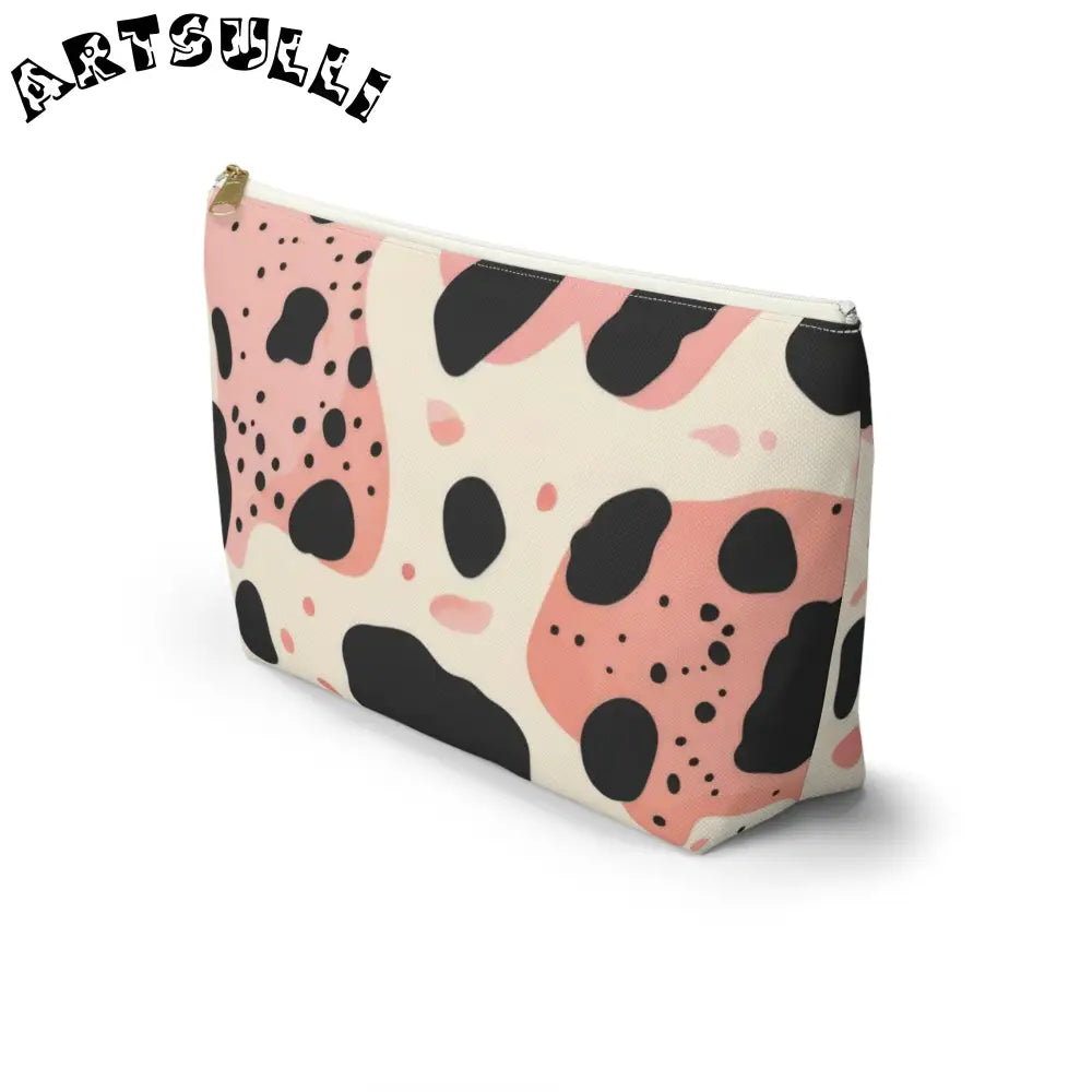 Pink Abstract Cow Print T-Bottom Pouch, Artsulli - Art is Long, Life is Short, Bags, , , , , , , 