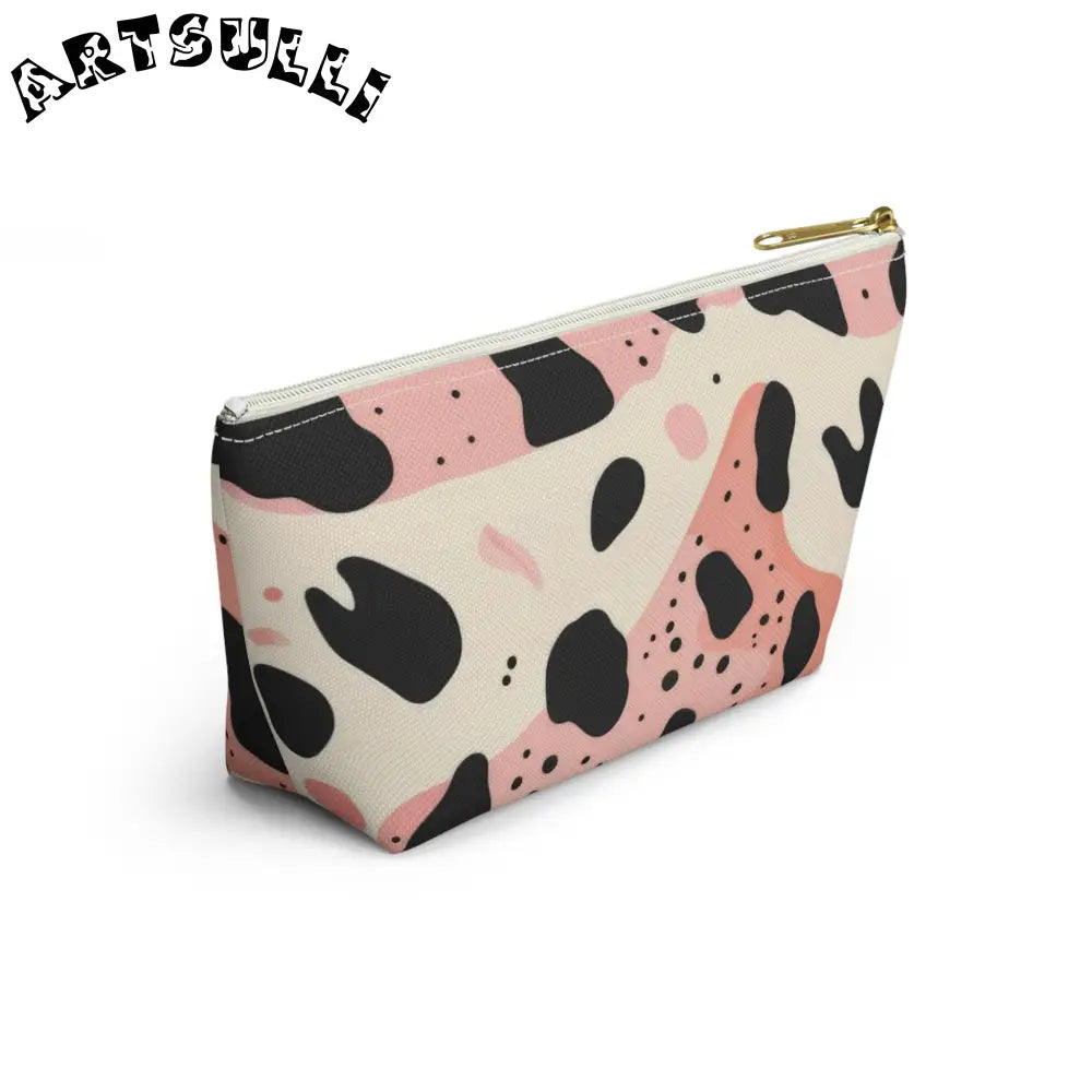Pink Abstract Cow Print T-Bottom Pouch, Artsulli - Art is Long, Life is Short, Bags, , , , , , , 