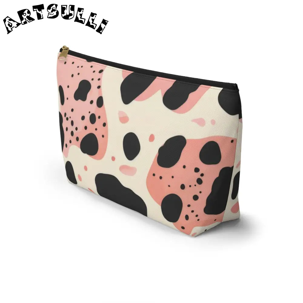 Pink Abstract Cow Print T-Bottom Pouch, Artsulli - Art is Long, Life is Short, Bags, , , , , , , 