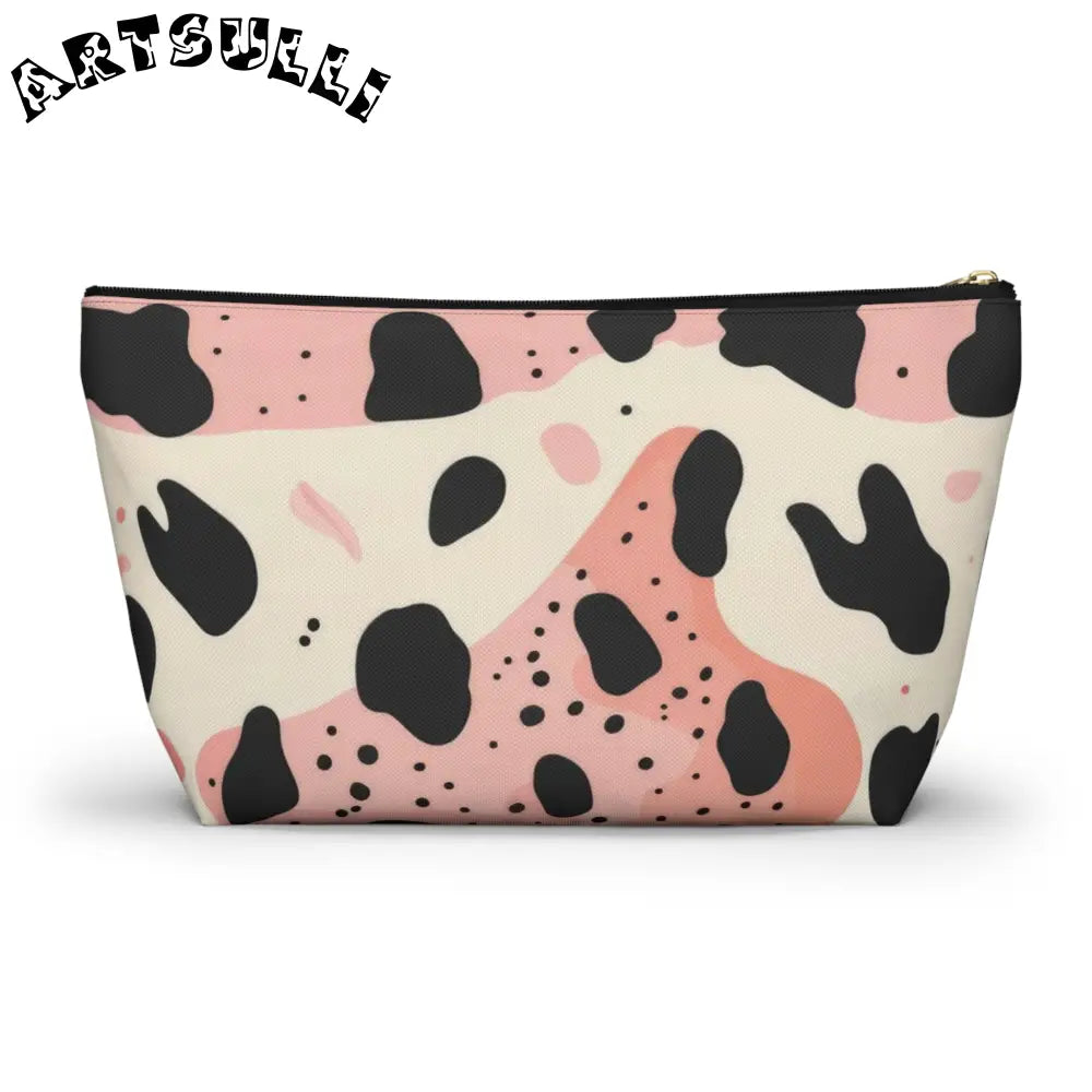 Pink Abstract Cow Print T-Bottom Pouch, Artsulli - Art is Long, Life is Short, Bags, , , , , , , 