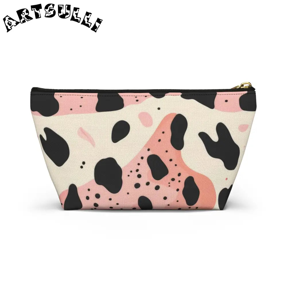 Pink Abstract Cow Print T-Bottom Pouch, Artsulli - Art is Long, Life is Short, Bags, , , , , , , 