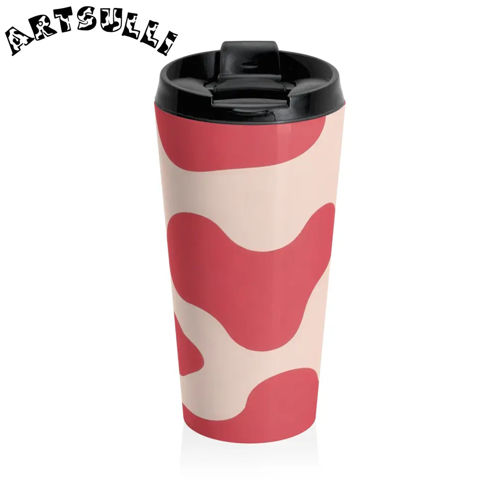 Pink and Beige Abstract Stainless Steel Mug, Artsulli - Art is Long, Life is Short, Mug, , , , , , , 