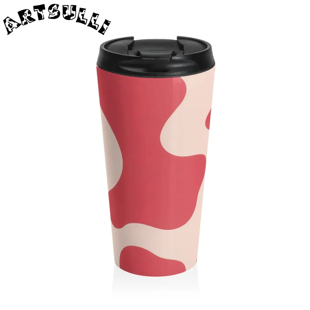 Pink and Beige Abstract Stainless Steel Mug, Artsulli - Art is Long, Life is Short, Mug, Size, 15oz, , , , , 32040635102281567928