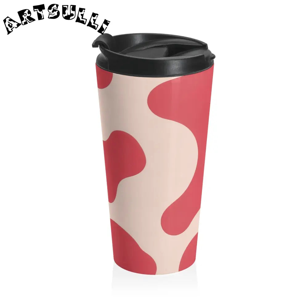 Pink and Beige Abstract Stainless Steel Mug, Artsulli - Art is Long, Life is Short, Mug, , , , , , , 