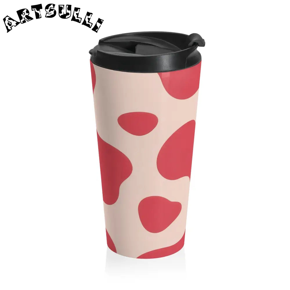 Pink and Beige Abstract Stainless Steel Mug, Artsulli - Art is Long, Life is Short, Mug, , , , , , , 