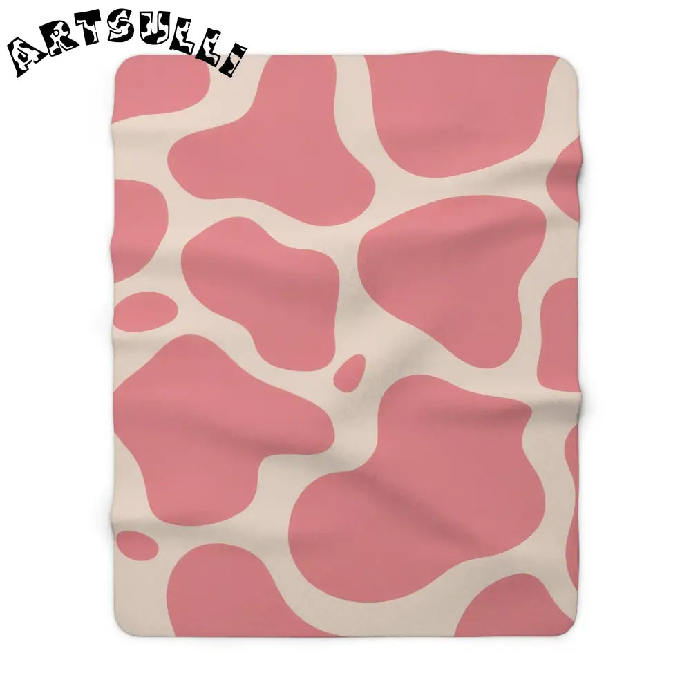 Pink and Beige Cow Print Sherpa Fleece Blanket, Artsulli - Art is Long, Life is Short, Home Decor, Size, 60" × 80", , , , , 41326404952044065363