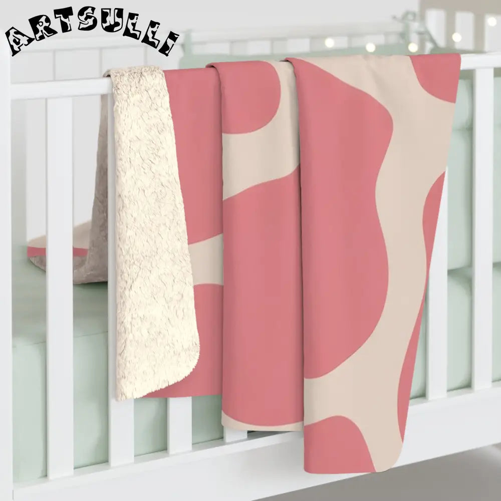 Pink and Beige Cow Print Sherpa Fleece Blanket, Artsulli - Art is Long, Life is Short, Home Decor, , , , , , , 