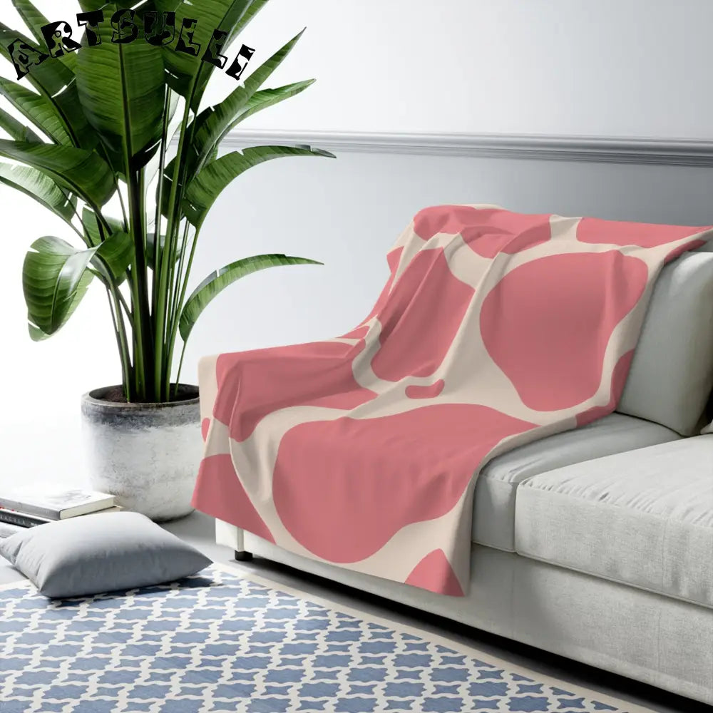Pink and Beige Cow Print Sherpa Fleece Blanket, Artsulli - Art is Long, Life is Short, Home Decor, , , , , , , 