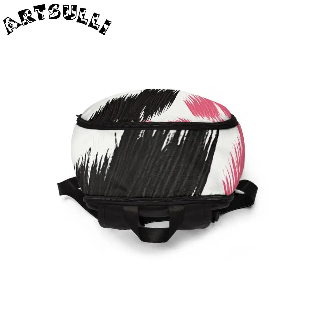 Pink and Black Abstract Brushstroke Backpack, Artsulli - Art is Long, Life is Short, Bags, , , , , , , 