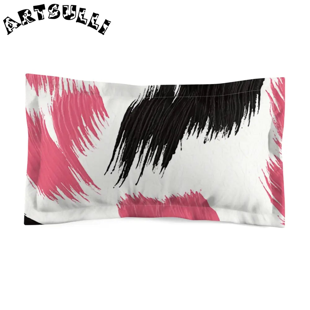 Pink and Black Abstract Brushstroke Pillow Sham, Artsulli - Art is Long, Life is Short, Home Decor, Size, King, , , , , 34109802731536455528