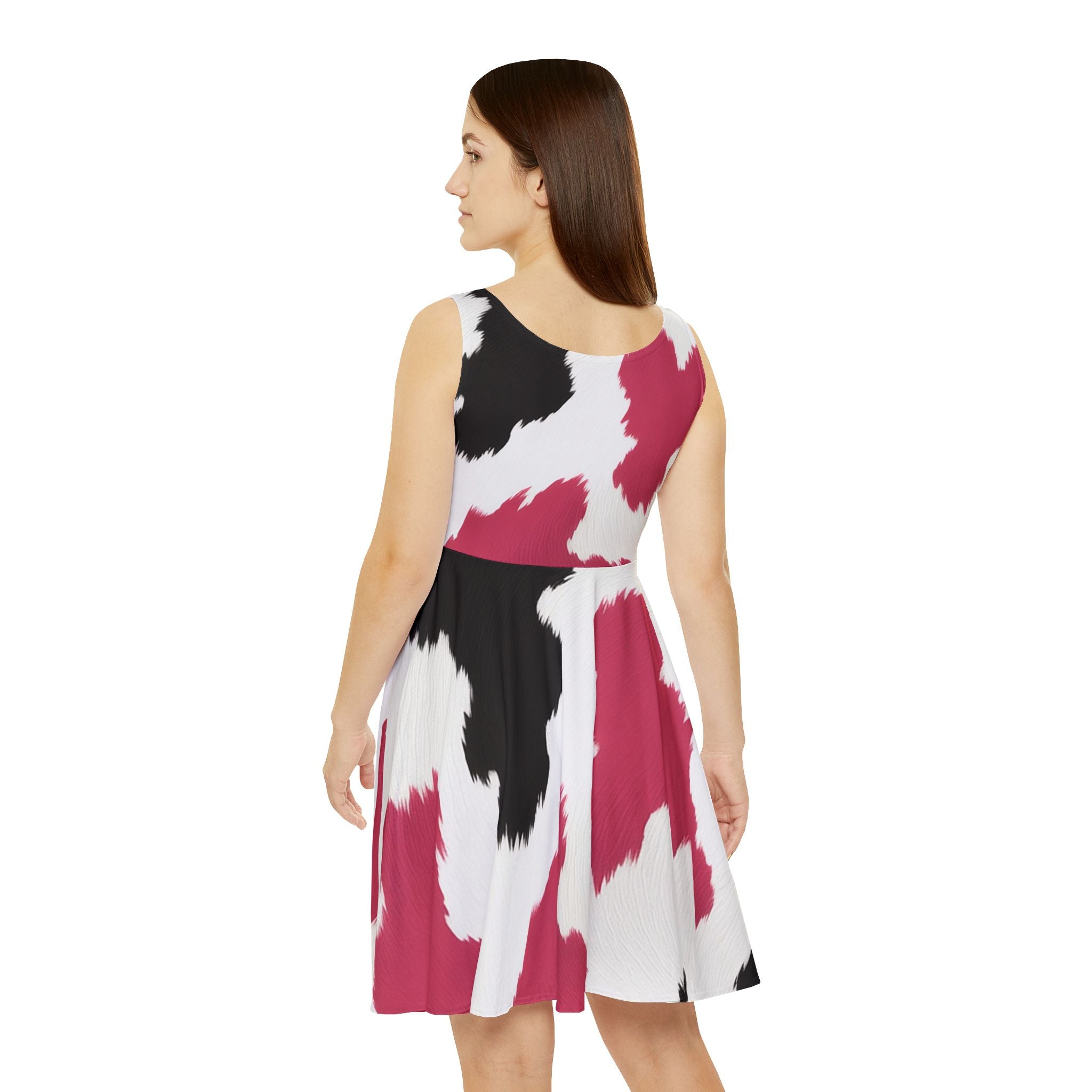 Pink and Black Abstract Skater Dress, Artsulli - Art is Long, Life is Short, All Over Prints, , , , , , , 