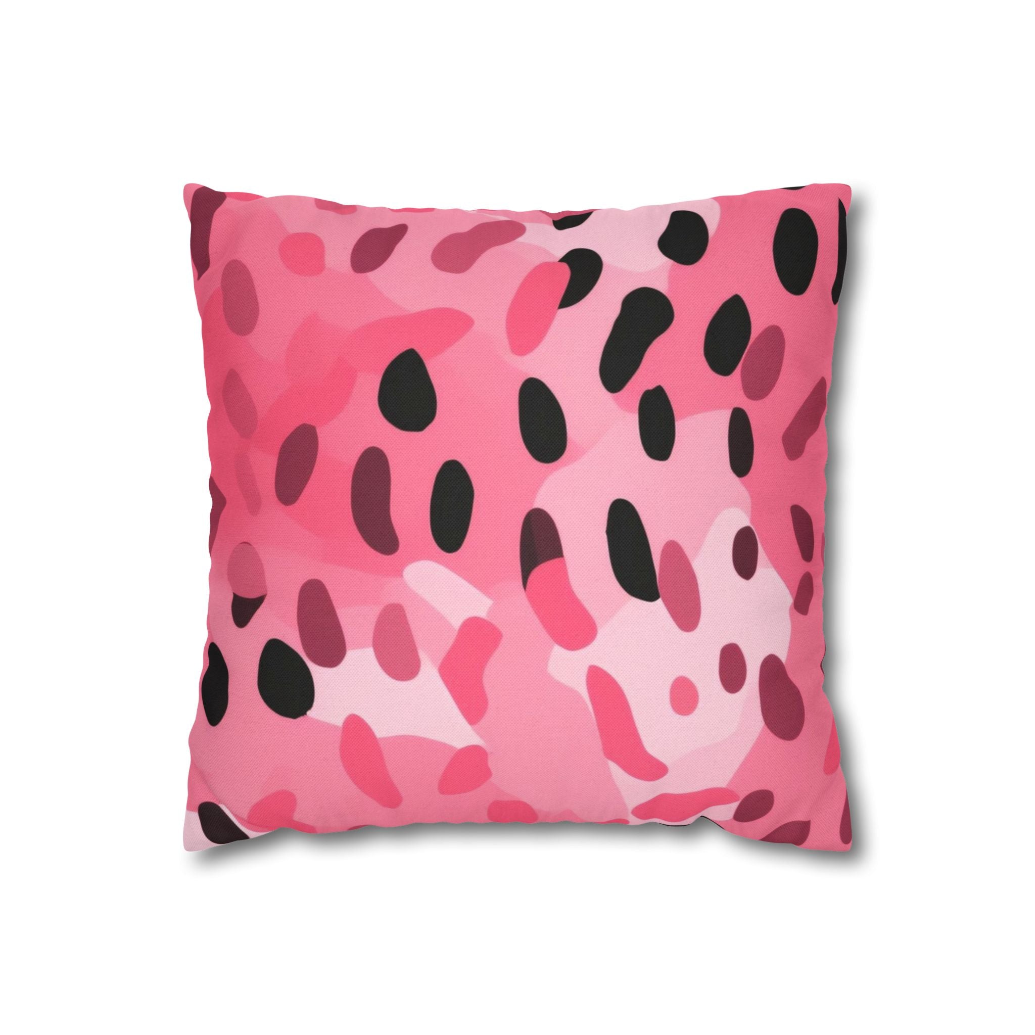 Printify Pink and Black Abstract Spot Throw Pillow 2025