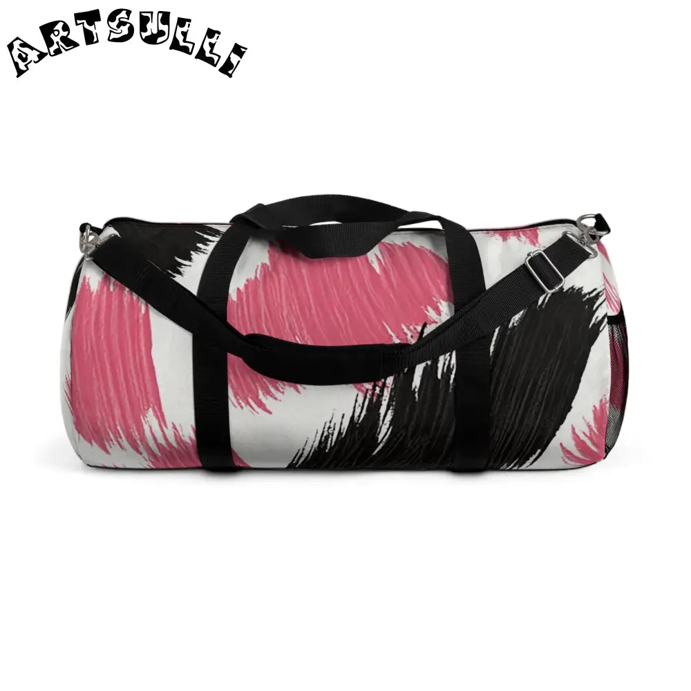 Pink and Black Brushstroke Duffel Bag, Artsulli - Art is Long, Life is Short, Bags, Size, Large, , , , , 15173374509179124545