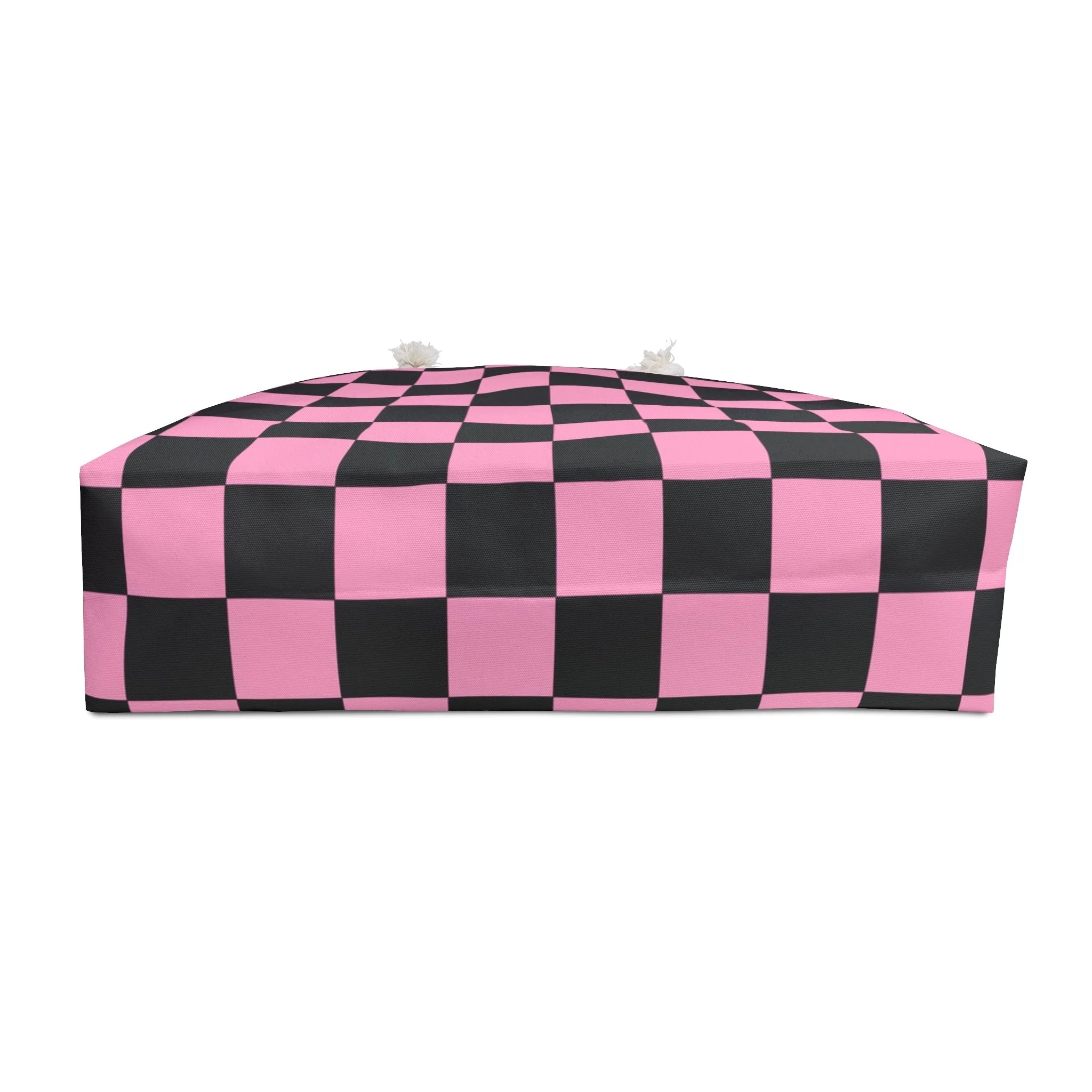 Pink and Black Checkered Oversized Weekender Tote, Artsulli - Art is Long, Life is Short, Bags, , , , , , , 