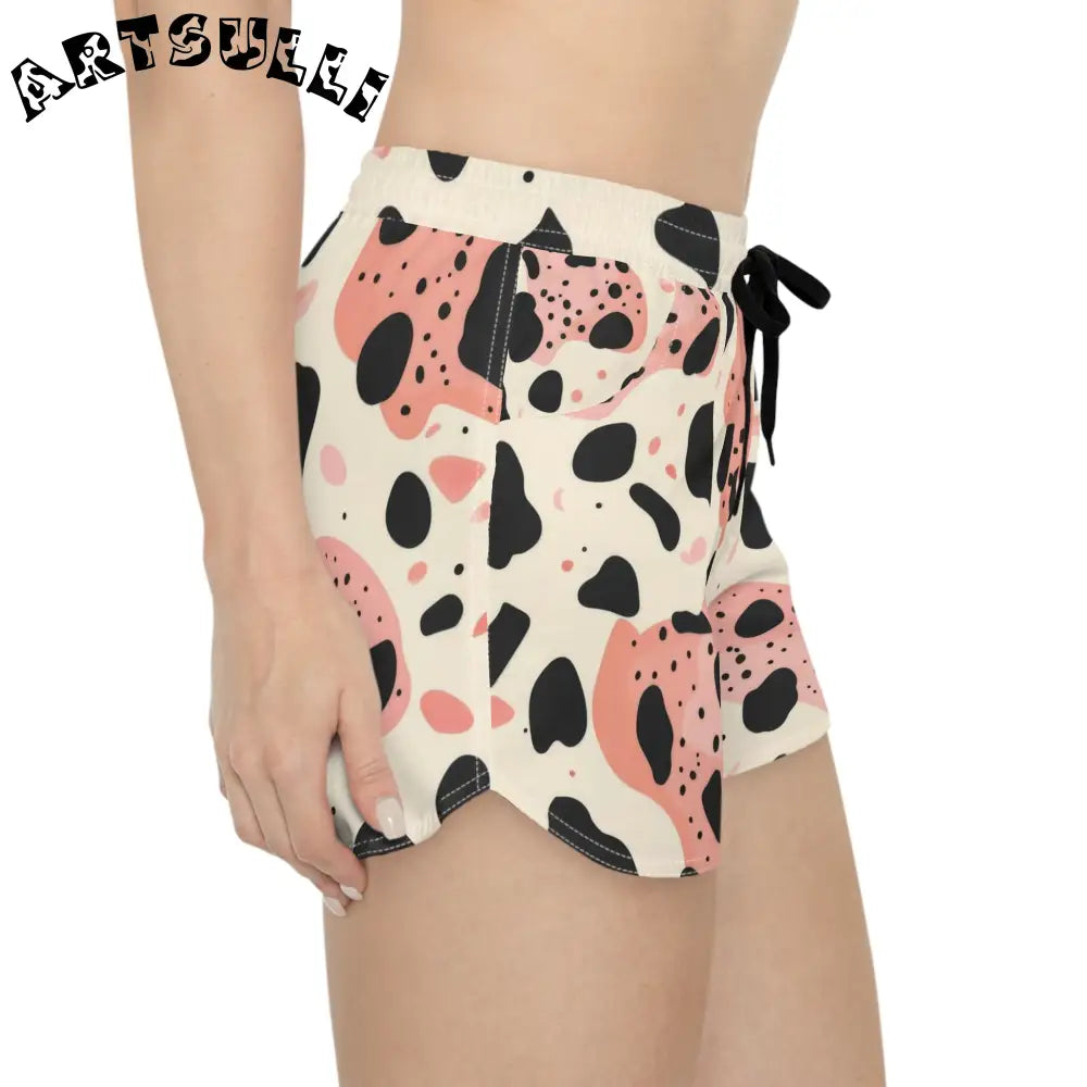 Pink and Black Cow Print Highly Breathable Shorts, Artsulli - Art is Long, Life is Short, All Over Prints, , , , , , , 