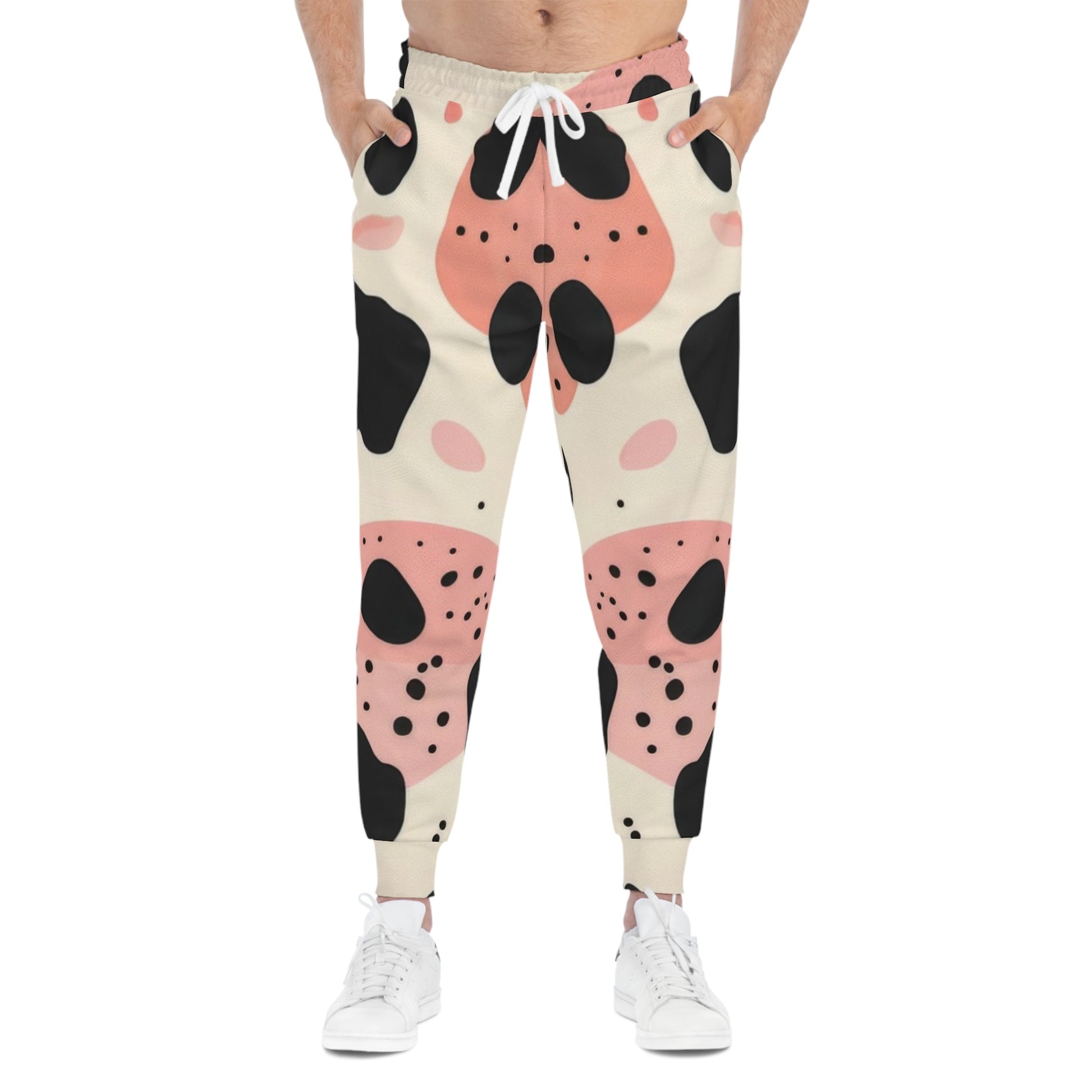 Pink and Black Cow Print Joggers, Artsulli - Art is Long, Life is Short, All Over Prints, , , , , , , 