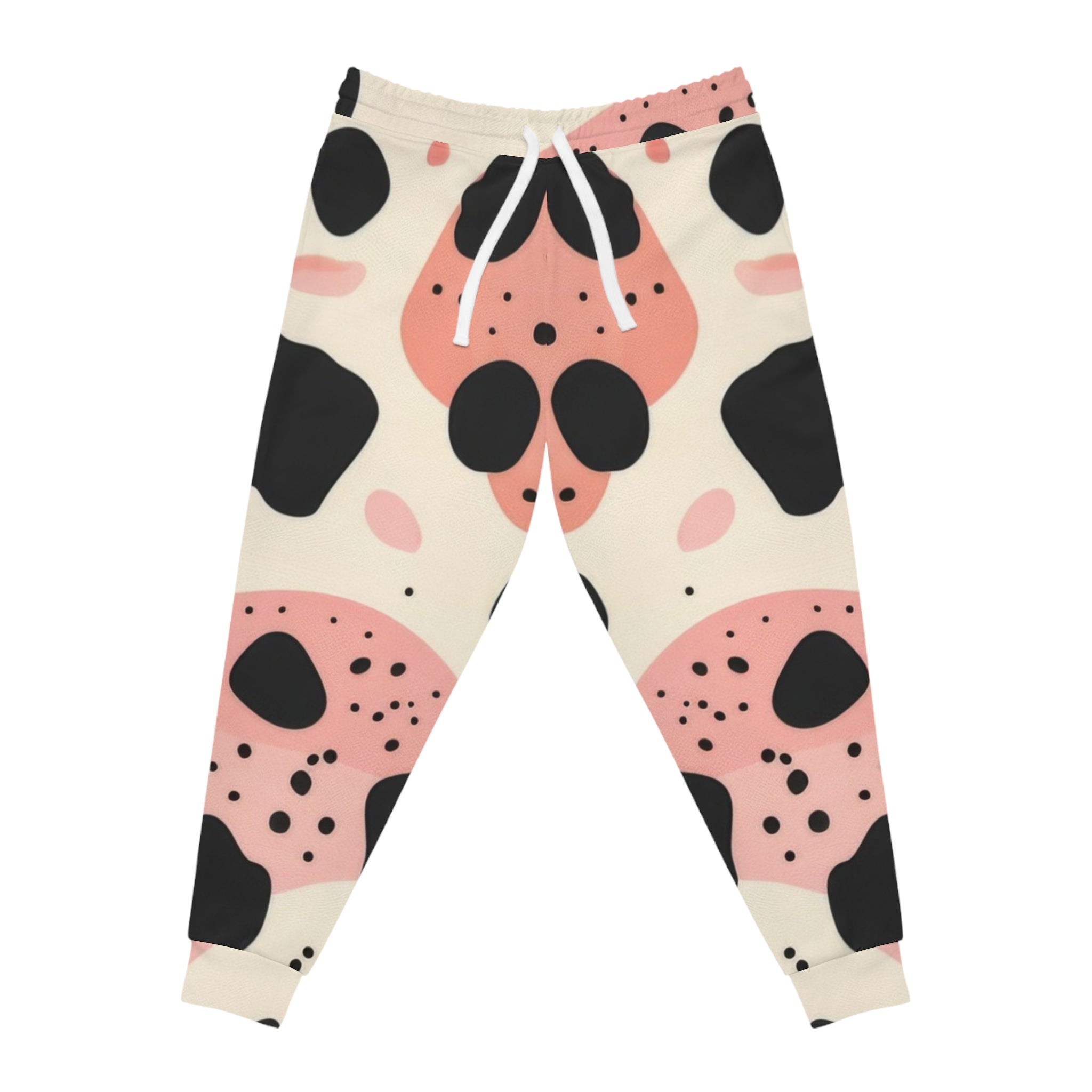 Pink and Black Cow Print Joggers, Artsulli - Art is Long, Life is Short, All Over Prints, Size, S, Color, Seam thread color automatically matched to design, , , 16796976201874202680