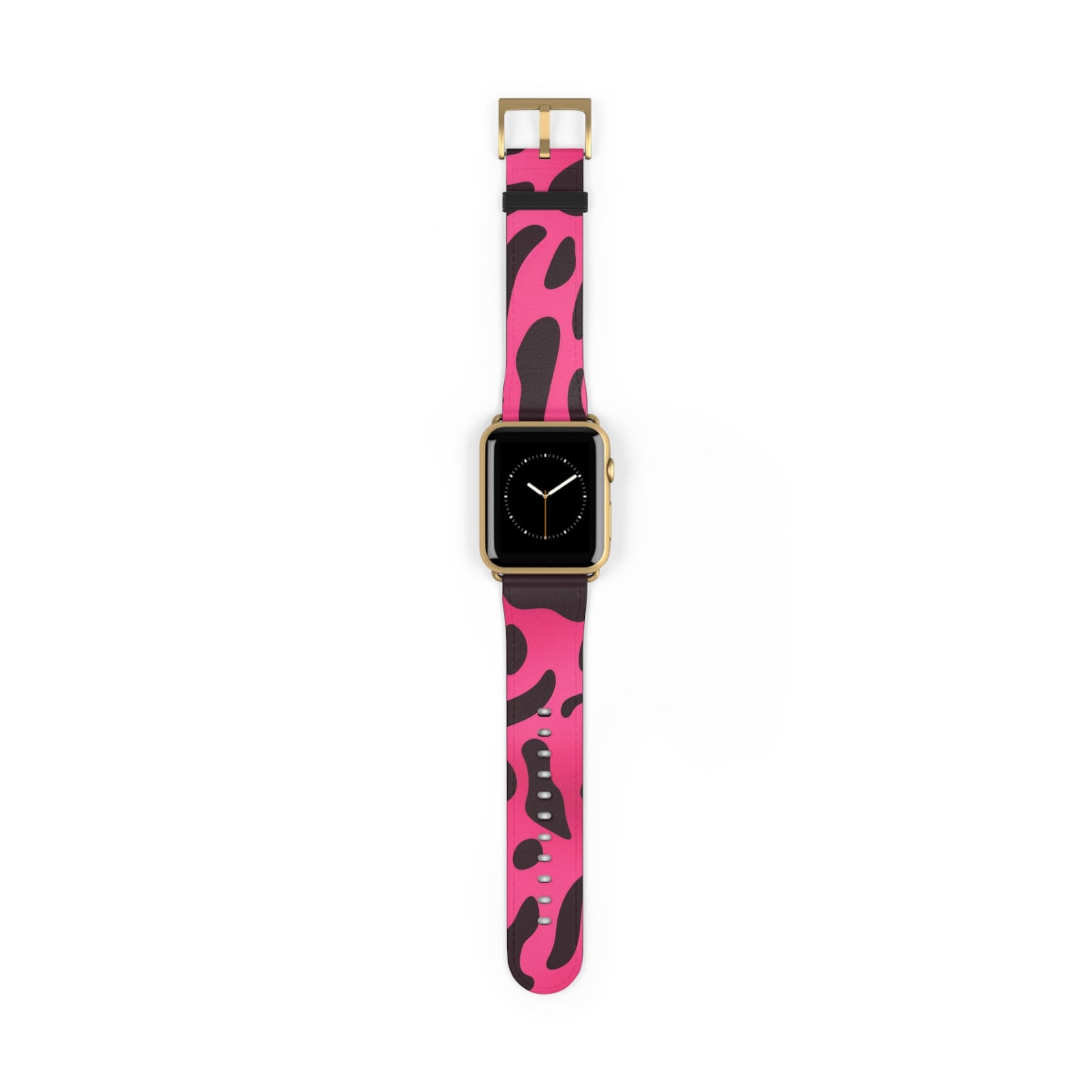 Pink and Black Leopard Apple Watch Band, Artsulli - Art is Long, Life is Short, Accessories, Size, 42 - 45 mm, Color, Gold Matte, , , 25337020393589916664