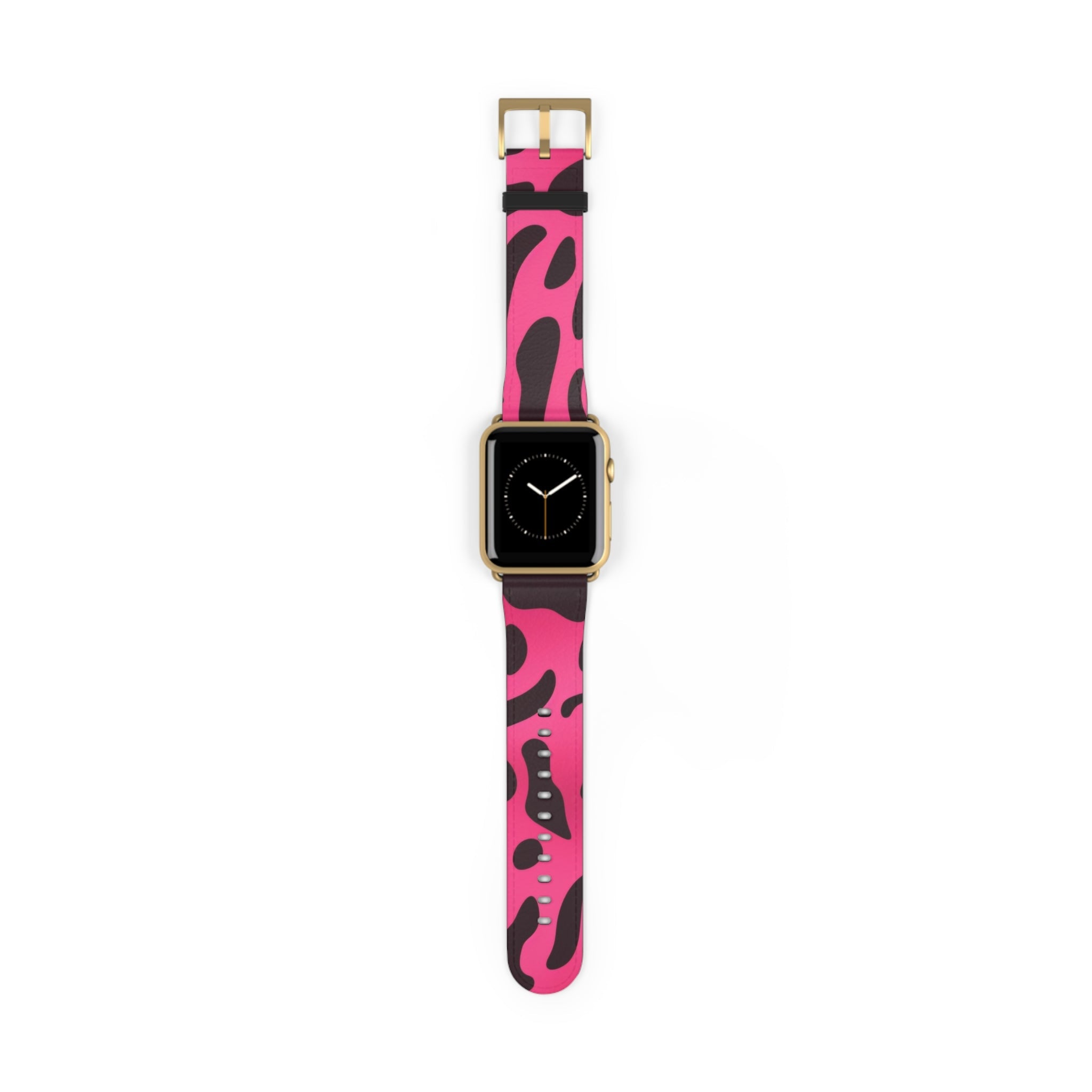 Pink and Black Leopard Apple Watch Band, Artsulli - Art is Long, Life is Short, Accessories, Size, 42 - 45 mm, Color, Gold Matte, , , 25337020393589916664
