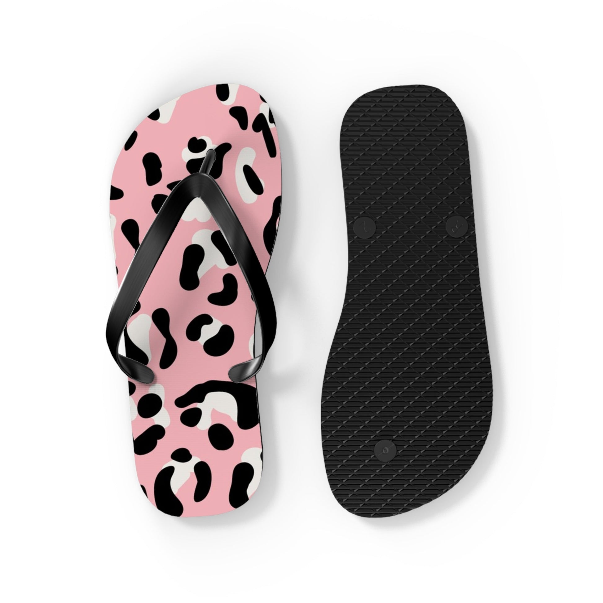 Pink and Black Leopard Print Flip Flops, Artsulli - Art is Long, Life is Short, Shoes, , , , , , , 
