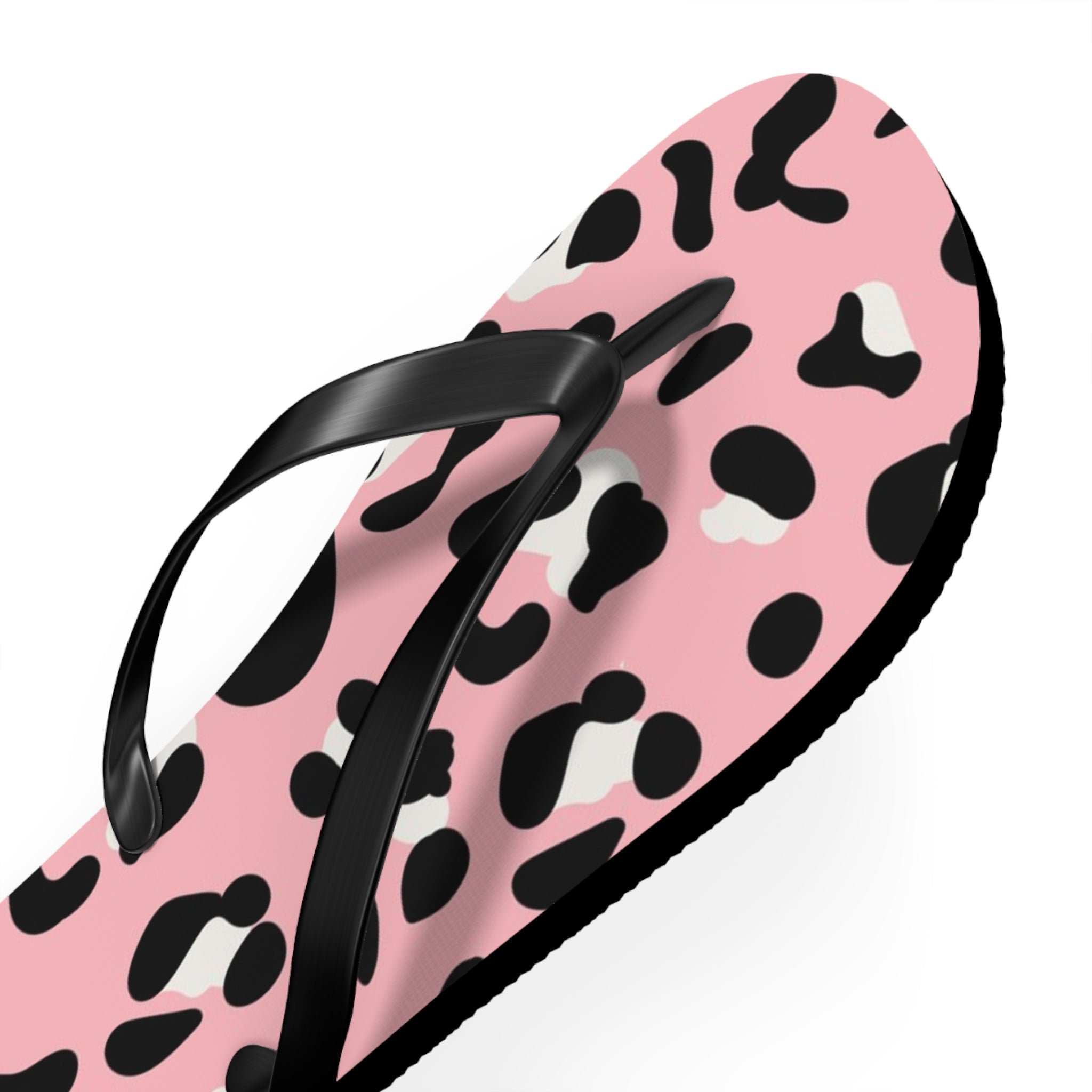 Pink and Black Leopard Print Flip Flops, Artsulli - Art is Long, Life is Short, Shoes, , , , , , , 