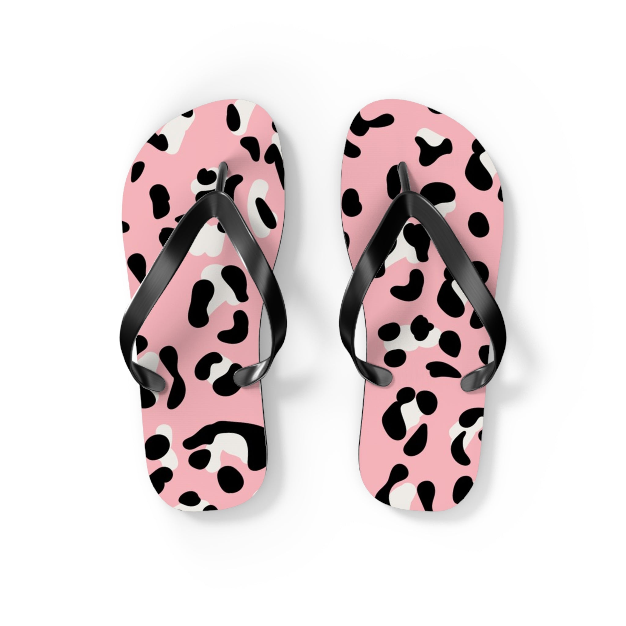 Pink and Black Leopard Print Flip Flops, Artsulli - Art is Long, Life is Short, Shoes, Size, S, Color, Black sole, , , 27835147221309895964