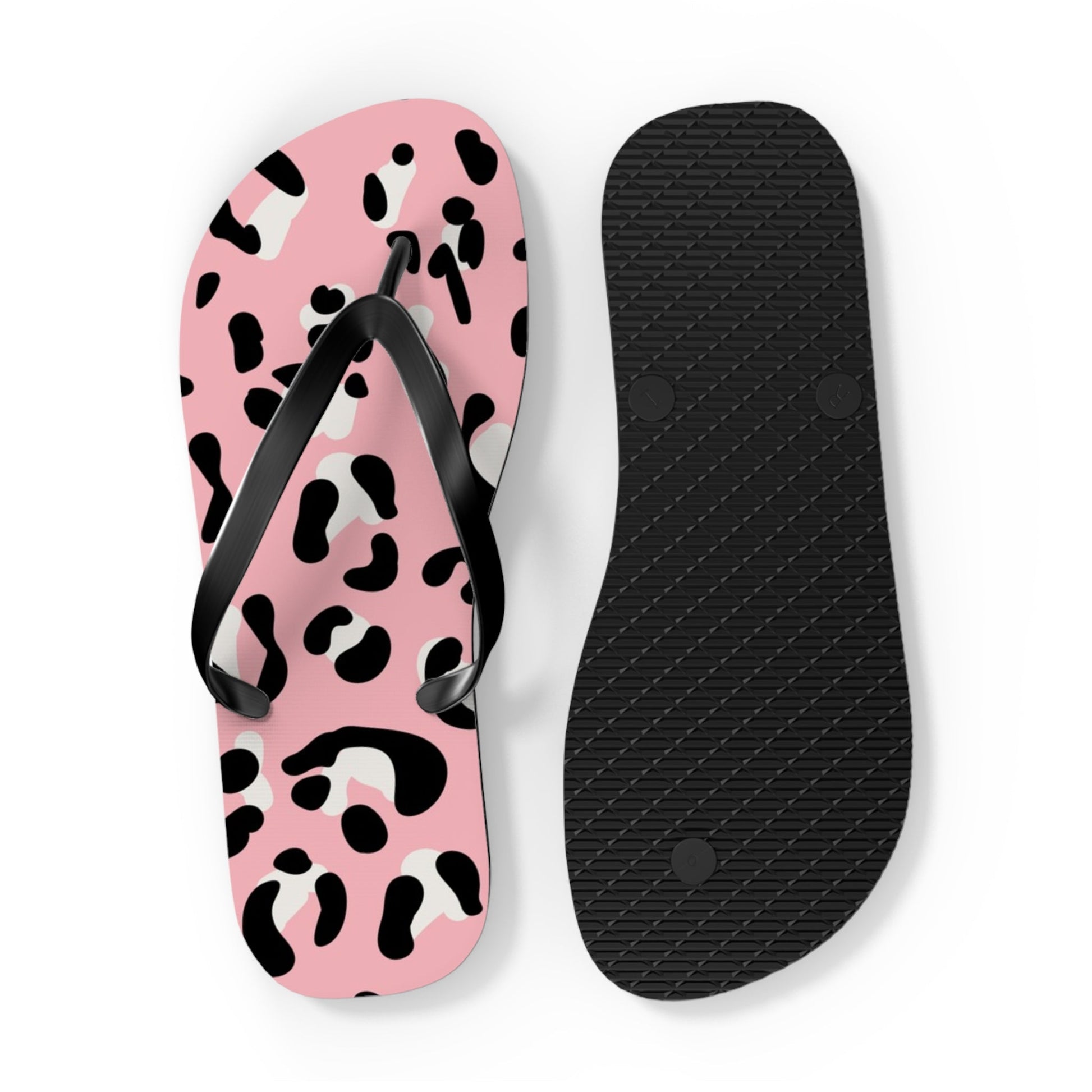 Pink and Black Leopard Print Flip Flops, Artsulli - Art is Long, Life is Short, Shoes, , , , , , , 